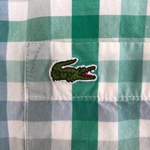 LACOSTE Men's Blue/Green Button Down Shirt - Sz XL